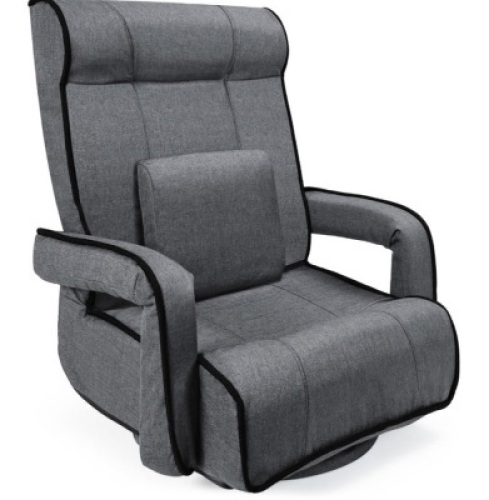 Oversized Swivel Gaming Floor Chair w/ Armrest, Adjustable Backrest, Dark Gray, Appears New