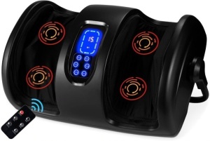 Reflexology Shiatsu Foot Massager w/ High-Intensity Rollers, Remote Control, Satin Black, Powers On, Appears New