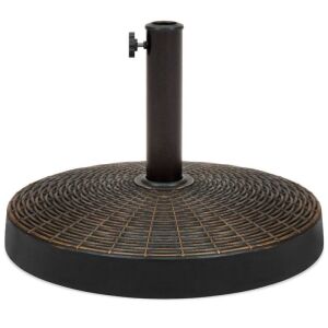 55lb Round Wicker Style Patio Umbrella Stand w/ Blackened Bronze Finish 