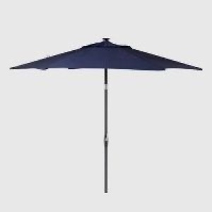 9' Round Solar Patio Umbrella Dura Season Fabric - Black Pole - Threshold, Like New, Retail - $120