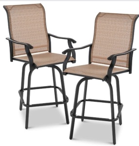 Set of 2 Swivel Barstools w/ 360 Rotation, All-Weather Mesh, Like New, Retail - $179.99