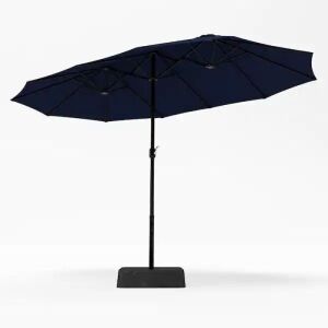 15' Navy Blue Patio Umbrella with 2 Sides and Base