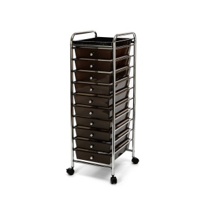 Seville Classics 10-Drawer Organizer Cart with Trays, Black - Appears New 