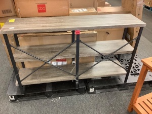 3-Tier Industrial Hallway Console Table for Living Room, Entry Way - 55in