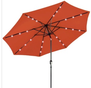 Solar LED Lighted Patio Umbrella w/ Tilt Adjustment, UV-Resistance - 10ft, Like New, Retail - $69.99