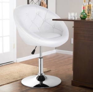 Modern Swivel Antoinette Vanity Chair - Round Tufted Back -White, Appears New/Box Damaged