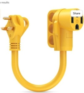 Kohree 30 Amp to 50 Amp RV Plug Adapter 18", Heavy Duty RV Dogbone Electrical Adapter 30A Male to 50A Female Power Cord with Grip Handle, 125V/3750W, Like New, Retail - $18.22