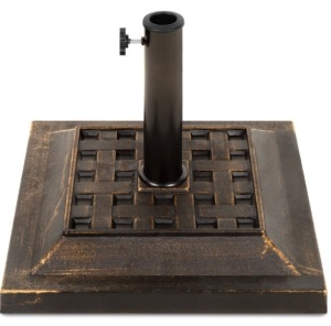 26lb Steel Square Patio Umbrella Base Stand, Basketweave Pattern, Dirty, E-Commerce Return/Damaged Box