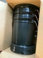 Set of 3 Buckets, 1 Gallon, Black, Metal Handles, Lids, E-Commerce Return/Appears New