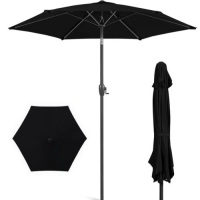 Outdoor Market Patio Umbrella w/ Push Button Tilt, Crank Lift - 7.5ft, Black, E-Commerce Return