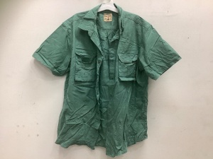 Red Head, Men's Short Sleeve Button Up Shirt, Green, XL, Washed & Worn