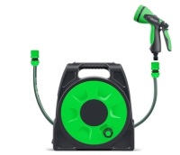 Lightweight Enhanced Flexible Garden Hose 3 Layers Latex Core,&nbsp;55 ft, Expandable, 9 Function Spray Nozzle，Reel, Appears New