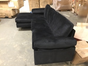 Microfiber L-Shaped Sectional Sofa, Black - Appears New with Minor Cosmetic Damage