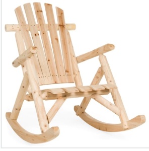 Rocking Wood Adirondack Chair Accent Furniture w/ Natural Finish, Like New, Retail - $119.99
