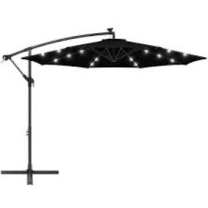 Solar LED Offset Hanging Patio Umbrella w/ Crank Tilt Adjustment - 10ft