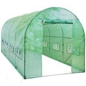 Walk-In Greenhouse Tunnel Tent w/ Roll-Up Windows, Zippered Door - 15x7x7ft