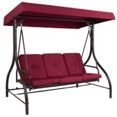 3-Seat Outdoor Canopy Swing Glider Furniture w/ Converting Flatbed Backrest