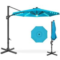 360-Degree Solar LED Cantilever Offset Patio Umbrella w/ Tilt - 10ft&nbsp;