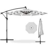 Solar LED Offset Hanging Patio Umbrella w/ Crank Tilt Adjustment - 10ft&nbsp;