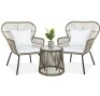 3-Piece Patio Wicker&nbsp;Conversation Bistro Set&nbsp;w/ 2 Chairs, Glass TopTable, Like New, retail - $349.99