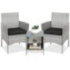 3-Piece Outdoor Patio Wicker Bistro Set w/ Side Storage Table&nbsp;