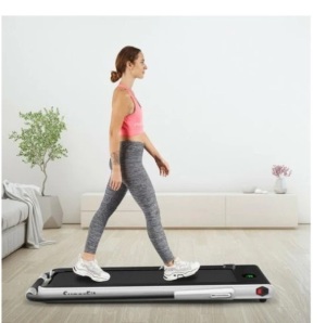 2-in-1 Folding Treadmill with RC Bluetooth Speaker LED Display, Untested, Appears New, Box Damaged