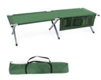 Folding Camping Cot Heavy-duty Camp Bed W/Carry Bag, Green, Appears New