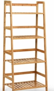 4-Tier Bamboo Ladder Shelf-Natural, Appears New