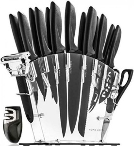 Lot of (2) HomeHero 13-Piece Stainless Steel & Plastic Kitchen Knife Sets - Appear New                             