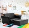 Black/White Kids Double Sofa With Ottoman-Black,&nbsp;33" X 16.5" X 16" Appears New