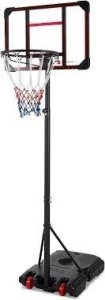 Kids Height-Adjustable Basketball Hoop, Portable Backboard System w/ Wheels