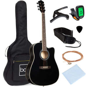 Full Size Beginner Acoustic Guitar Set w/ Case, Strap, Capo - 41in