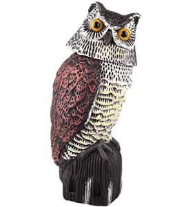Fake Owl Decoy Statue with 360° Rotating Head