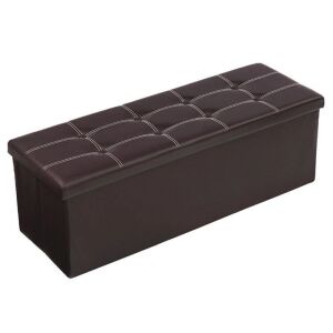 43" Faux Leather Ottoman - Brown