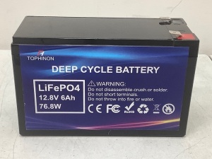 Tophinon Deep Cycle Battery, Untested, E-Comm Return