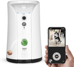 SKYMEE Petalk AI Dog Camera Treat Dispenser with Two-Way Audio and Night Vision, Compatible with Alexa, White - Appears New 