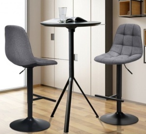 2 Piece Adjustable Bar Stools Swivel Counter Height Linen Chairs, Gray, E-Commerce Return