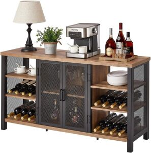 Wine Bar Cabinet - Rustic Oak