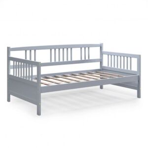 Twin Size Wooden Slats Daybed Bed with Rails - Gray
