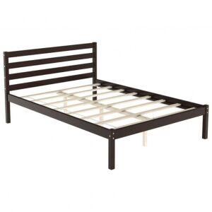 Bed Frame Foundation with Solid Wooden Slat Support - Full Size