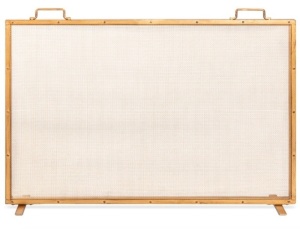 Single Panel Handcrafted Steel Mesh Fireplace Screen w/ Handles - 38x27in, E-Commerce Return/Appears New