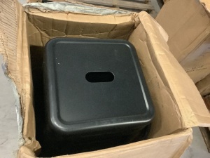 30" Height Set Of 4 High Back Metal Industrial Bar Stools, Black, Possibly Missing Hardware, E-Commerce Return/Damaged Box