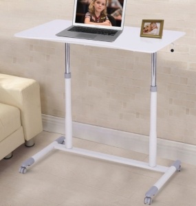 Height Adjustable Computer Desk Sit To Stand Rolling Table, Possibly Missing Hardware, E-Commerce Return