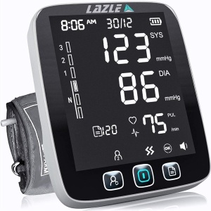 LAZLE Blood Pressure Monitor, Automatic Upper Arm Machine & Accurate Adjustable Digital BP Cuff Kit, Backlit Display - Appears New, Powers On Not Tested Further 