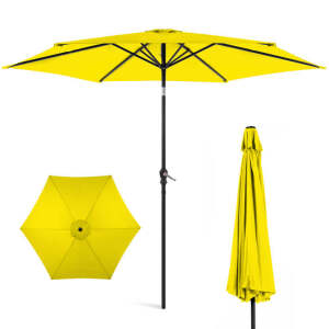 Outdoor Steel Market Patio Umbrella Decoration w/ Tilt, Crank Lift