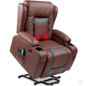 Best Choice Products Electric Power Lift Recliner Massage ChairFurniture w/ USB Port, Heat, upholders - Brown, Like New, Retail - $449.99