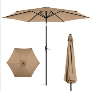 Outdoor Steel Market Patio Umbrella Decoration w/ Tilt, Crank Lift - 10ft, Like New, Retail - $59.99