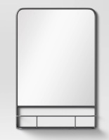 20" &times; 30" Pharmacy Mirror with Metal Shelf (Powder Coated)Mirror Pewter - Threshold , Like New, Retail - $80