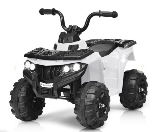 6V Battery Powered Kids Electric Ride On ATV, White, Untested, E-Commerce Return