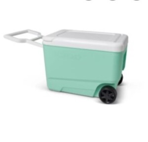 Igloo 38 qt. 'Wheelie Cool' Hard Ice Chest Cooler with Wheels - Aqua, Like New, Retail - $29.99